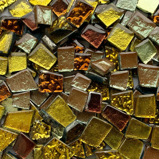 Glasfliese mit Spiegel   Gold Mix