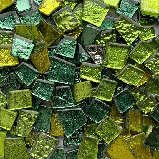 Glasfliese mit Spiegel Grün Mix