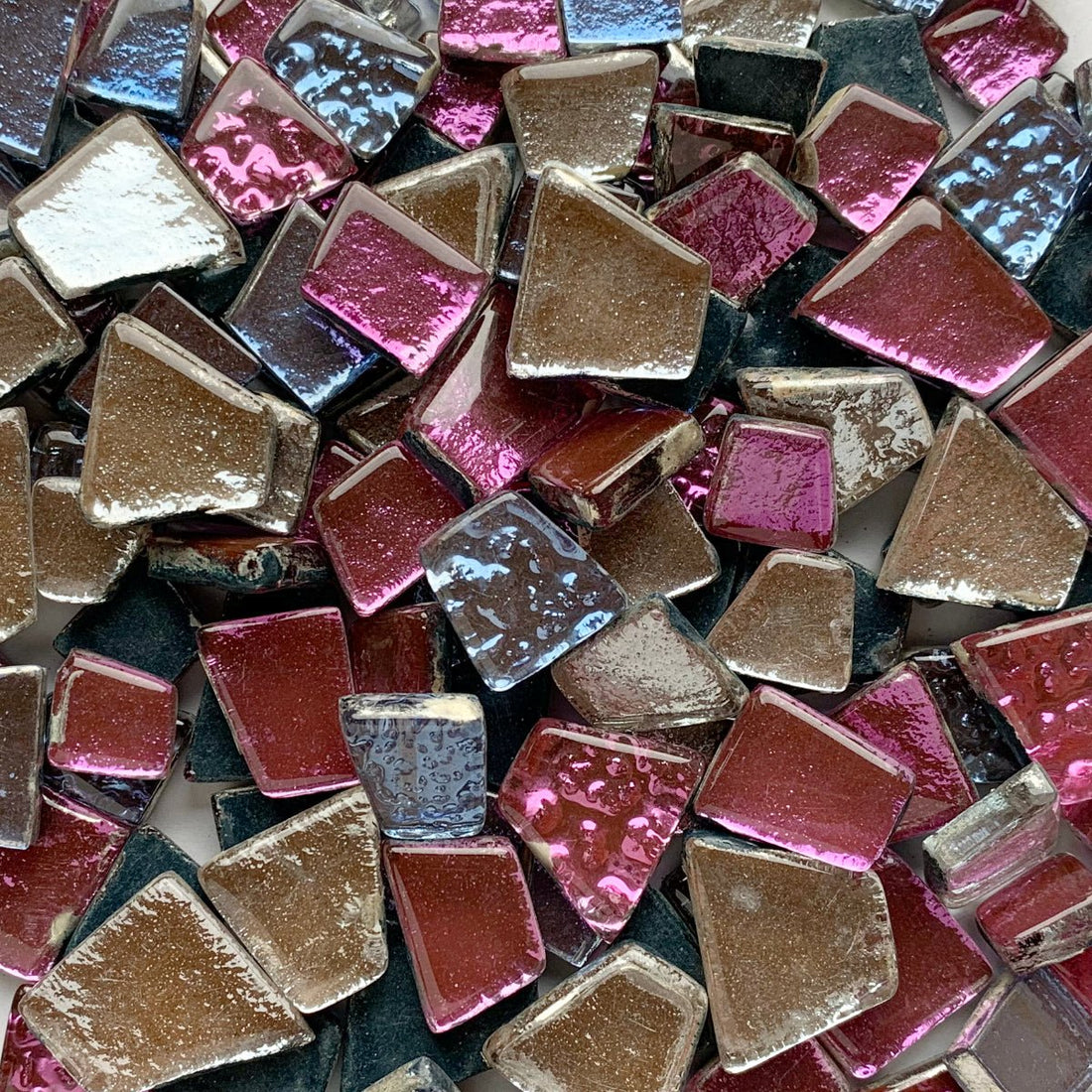 Verre Mosaique - glass mosaic -Glasmosaik-glasmozaïek-Glastegel met Spiegel Rozemix - mosaicshop