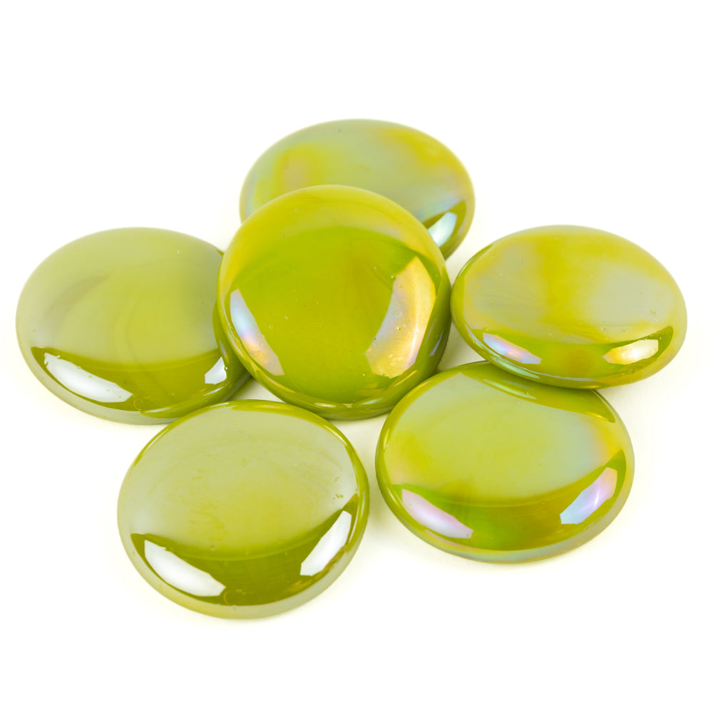 Skleněné kapky XL 30-36mm Opálové kiwi