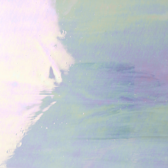 Glass Plate White Iridescent Wispy