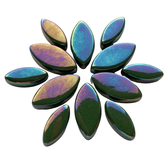 Ottoman Květinové okvětní lístky Perleť Tmavě zelená