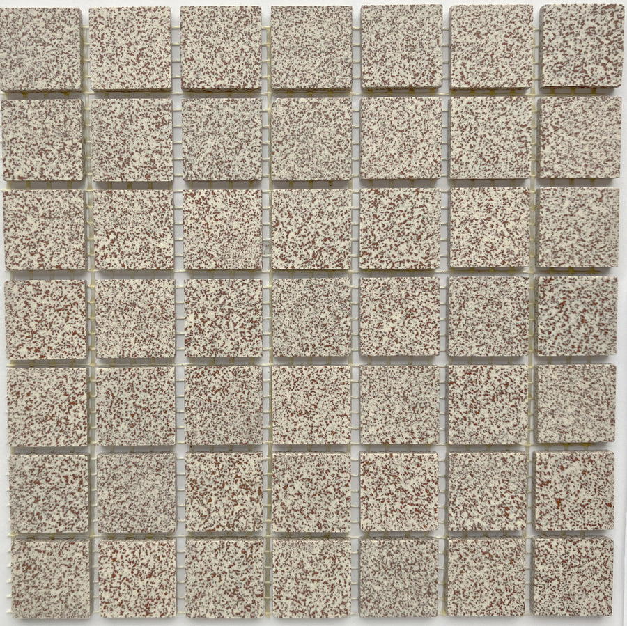Winckelmans Rouge 210 Mouchetés – matte Mosaikfliesen im Format 20x20 mm auf Netz