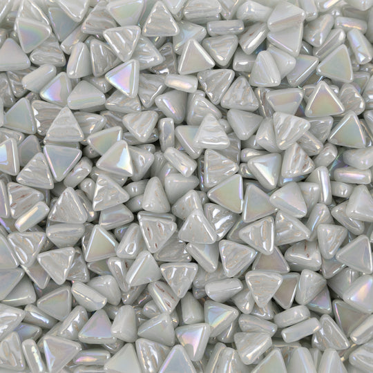 Mini Glass Mosaic Triangle Iridescent Pearl Grey
