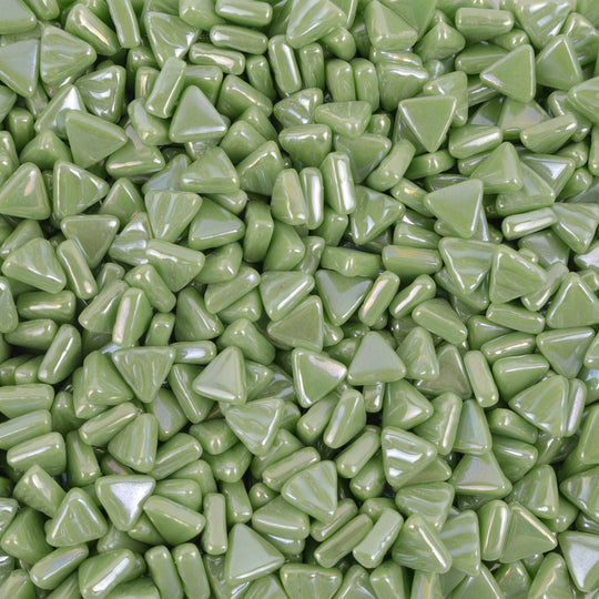 Mini Glass Mosaic Triangle Iridescent New Green