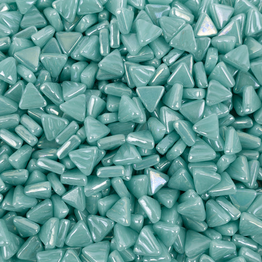 Mini Glass Mosaic Triangle Iridescent Light Cyan