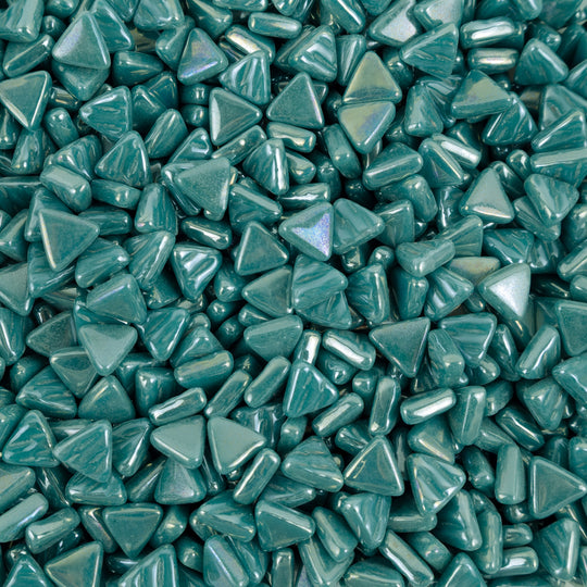 Mini Glass Mosaic Triangle Iridescent Dark Cyan