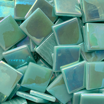 Pâte de Verre Pearlised 25mm Pale Teal