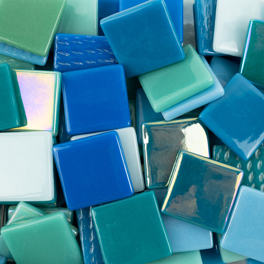 Pâte de Verre 25mm Turquoise Mix