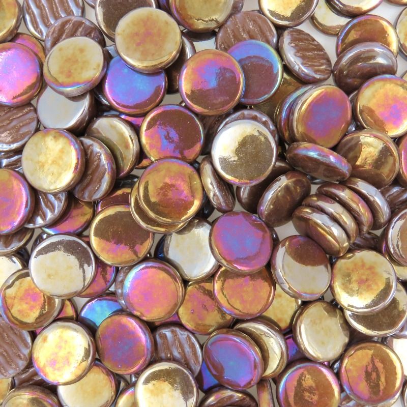 Kulatá skleněná dlaždice Perleťový 18mm Kávová