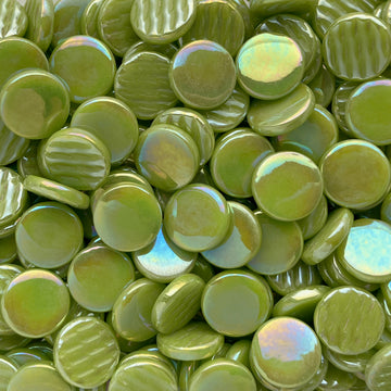 Kulatý skleněný obklad Perleťový 18mm Kyselá zelená