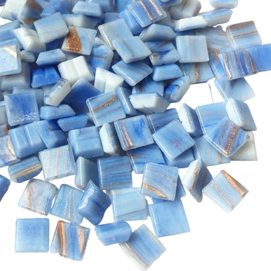 Gold Veined Glass Mosaic 10mm  Blue Heaven
