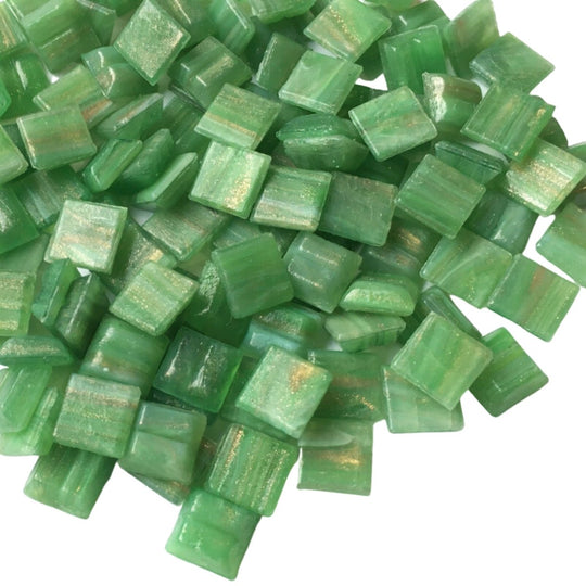 Gold Veined Glass Mosaic 10mm  Spring Green