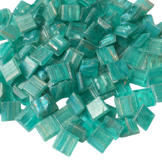 Gold Veined Glass Mosaic 10mm  Nile Blue
