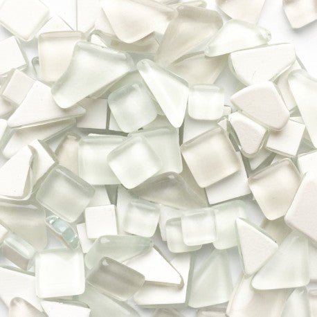 Skleněné puzzle bílé