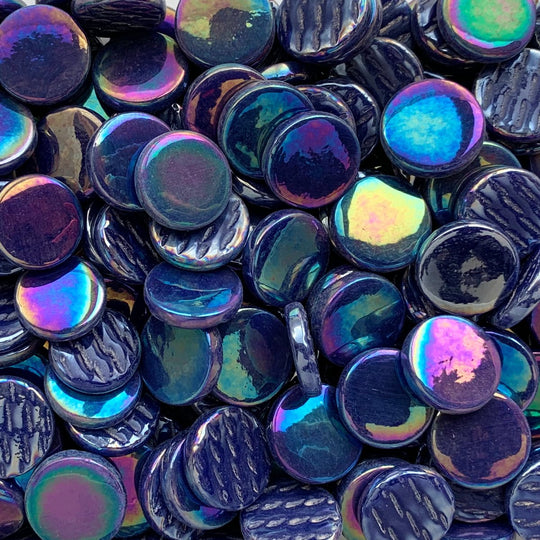 Kulatý skleněný obklad Perleť 18mm Tmavě modrý