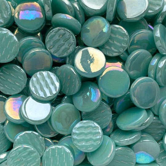 Kulatý skleněný obklad Perleť 18mm Světle azurová