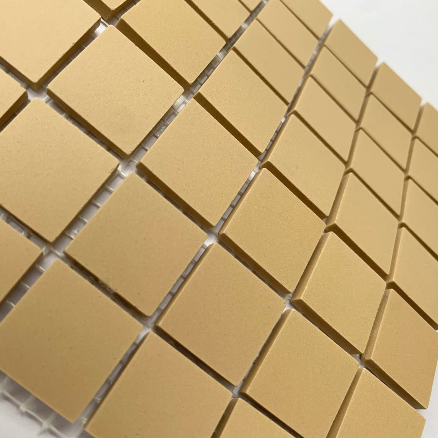 Winckelmans Cognac – matné mozaikové dlaždice 20x20 mm na síťce